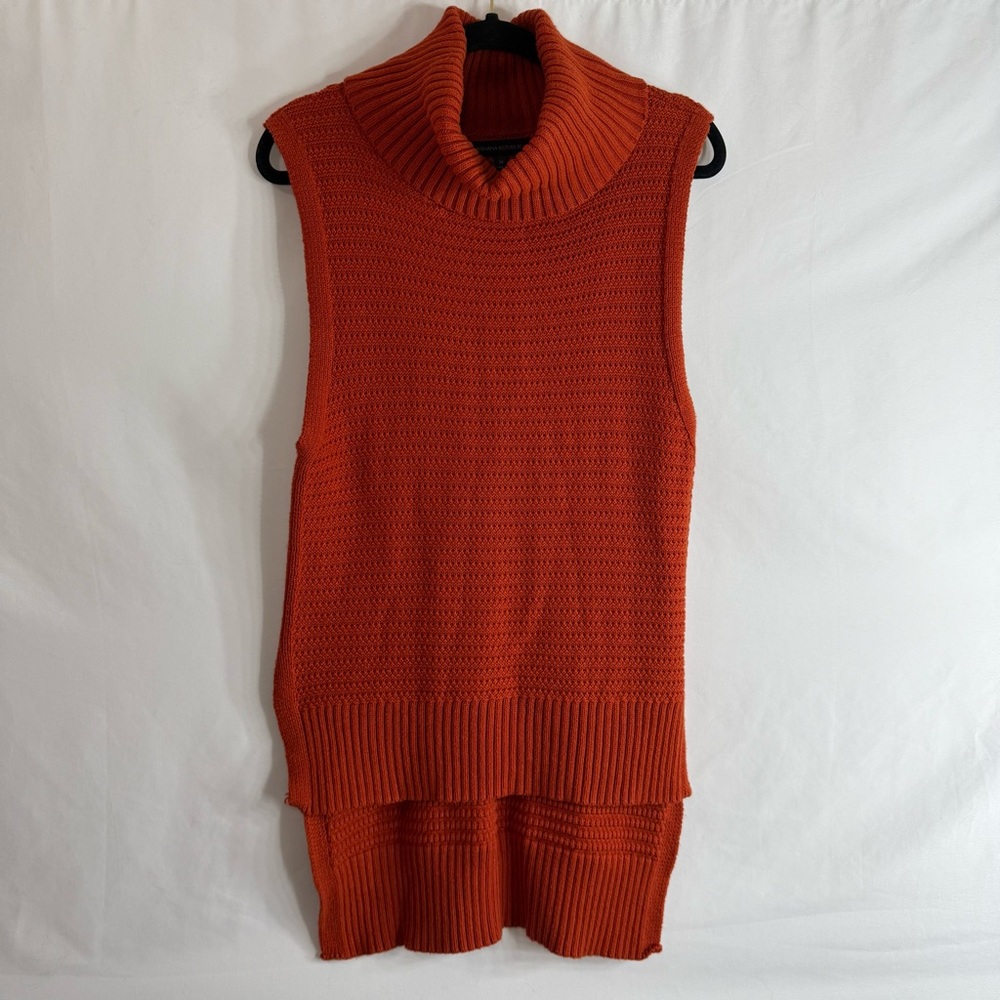 Banana Republic Rust Orange Textured Sleeveless Turtleneck Sweater Tinic, Size M